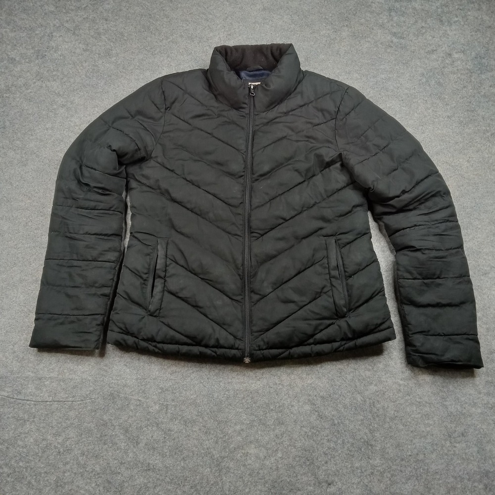 GAP Jacket Womens‎ Medium Black Quilted Puffer Full Zip Zip Pockets Insulated
